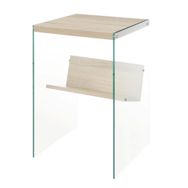 Wedge End Table&#44; Weathered White - 16.38 x 23.63 x 15.75 in.