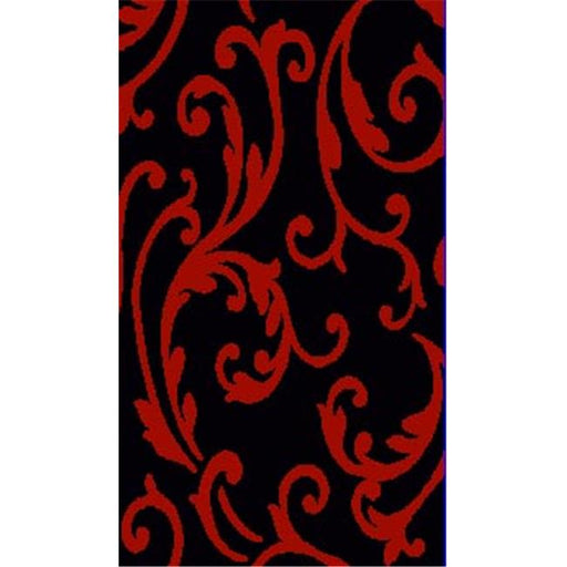 5 x 8 Hollywood Hand Carved Modern Indian Rug - Black &amp; Red