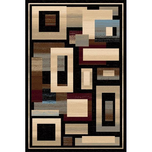 8 x 11 Reflections Hand Carved Indian Rug - Black &amp; Champagne