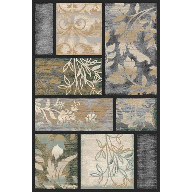 8 x 11 Reflections Hand Carved Indian Rug - Dusk & Champagne