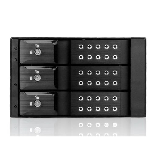 2x5.25 in. to 3x3.5 in. SAS-SATA 6.0 Gb-s Trayless Hot-Swap Cage - Black Handle