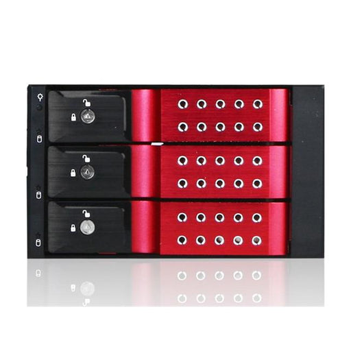 2x5.25 in. to 3x3.5 in. SAS-SATA 6.0 Gb-s Trayless Hot-Swap Cage - Red Handle