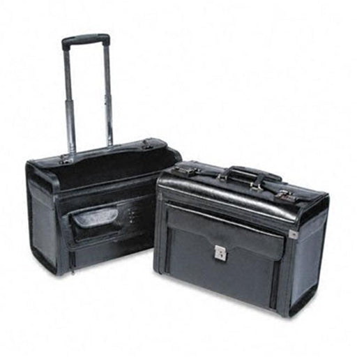 Rolling Computer/Catalog Case  Leather  19 x 9 x 15-1/2  Black