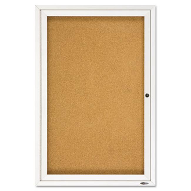 Quartet 2363 Enclosed Bulletin Board  Natural Cork/Fiberboard  24 x 36  Aluminum Frame