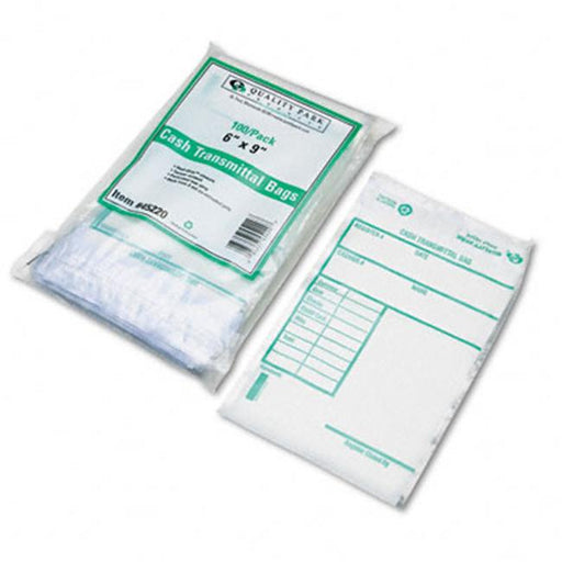 Quality Park 45220 Cash Transmittal Bags with Printed Info Block  6 x 9  Clear  100 bags per pack
