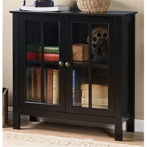 Glass Door Accent & Display Cabinet&#44; Black