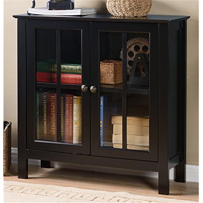 Glass Door Accent & Display Cabinet&#44; Black