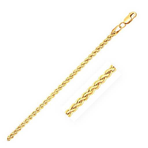 14k Yellow Gold 2.4 mm Light Weight Wheat Chain - Size 20 in.