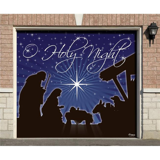 My Door Decor 285903XMAS-010 7 x 8 ft. OHoly Night Holiday Door Mural Sign Banner Decor&#44; Multi Color