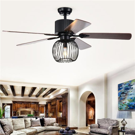 Warehouse of Tiffany CFL-8388REMO-A 52 in. Aguano Lighted Ceiling Fan&#44; Black