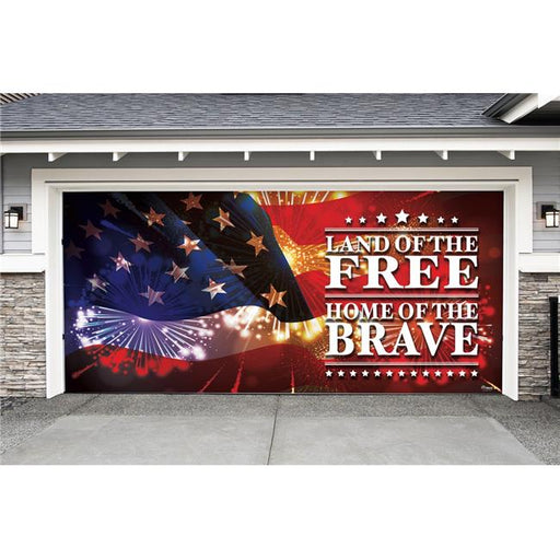 My Door Decor 285905PATR-002 7 x16 ft. Land of the Free Outdoor Patriotic Door Mural Sign Banner Decor&#44; Multi Color