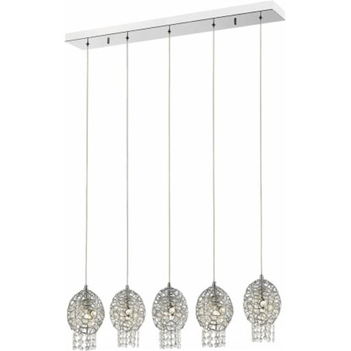 Nabul Island Billiard Pendant&#44; Chrome Frame - 5 x 60W Bulbs