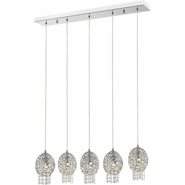 Nabul Island Billiard Pendant&#44; Chrome Frame - 5 x 60W Bulbs
