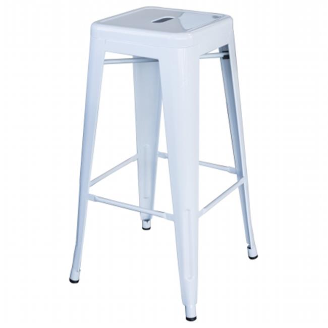 30 in. AmeriHome Loft Metal Bar Stool&#44; White