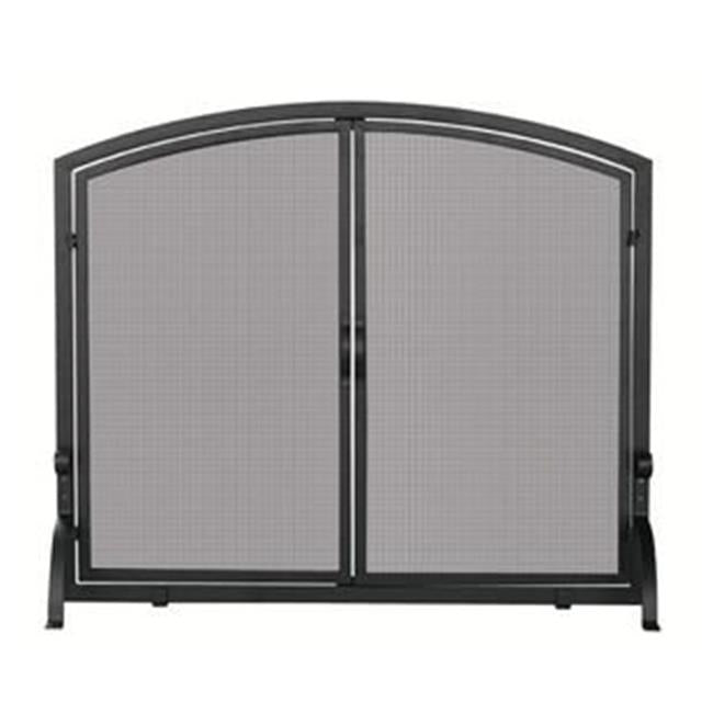 Uniflame S-1064 Single Panel Black Wrought Iron Screen With Doors- Large