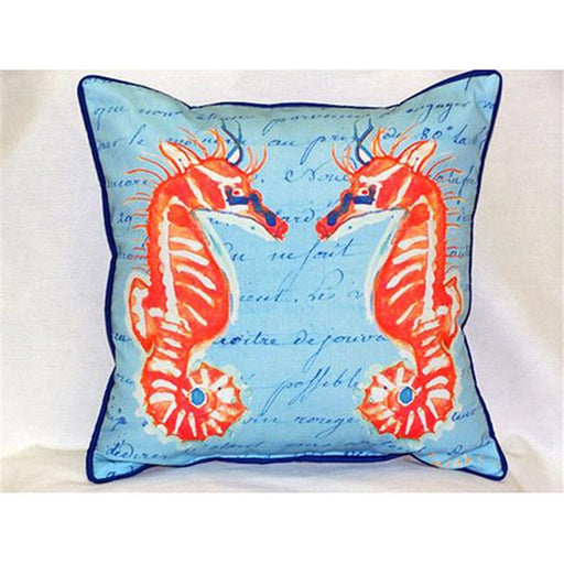 Betsy Drake HJ100B Coral Sea Horses - Blue Large Indoor-Outdoor Pillow 16 in. x 20 in.