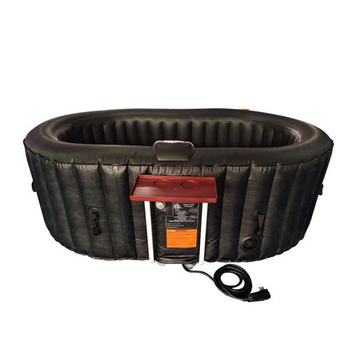 Aleko HTIO2BKBK-UNB 145 gal Oval Inflatable Hot Tub Spa with Drink Tray & Cover&#44; Black - 2 Person