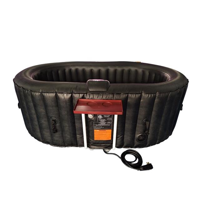 Aleko HTIO2BKBK-UNB 145 gal Oval Inflatable Hot Tub Spa with Drink Tray & Cover&#44; Black - 2 Person