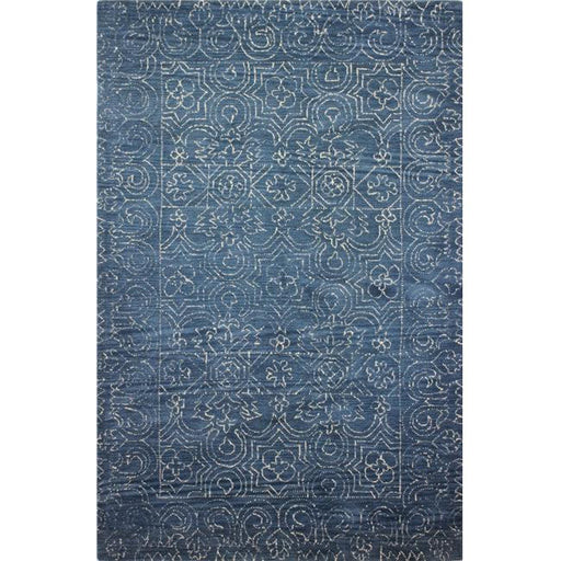 Bashian R120-AZ-2.6X8-CL133 Venezia Collection Floral Transitional 100 Percent Wool Hand Tufted Area Rug&#44; Azure - 2 ft. 6 in. x 8 ft.