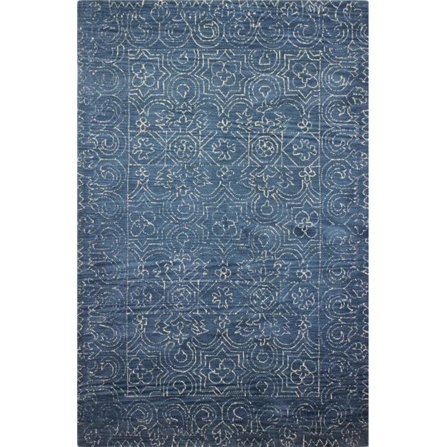 Bashian R120-AZ-2.6X8-CL133 Venezia Collection Floral Transitional 100 Percent Wool Hand Tufted Area Rug&#44; Azure - 2 ft. 6 in. x 8 ft.