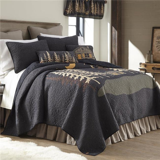 American Heritage Textiles Z61207 110 x 96 in. Moonlit Cabin 3 Piece Cotton Quilt Set&#44; Multi Color - King Size