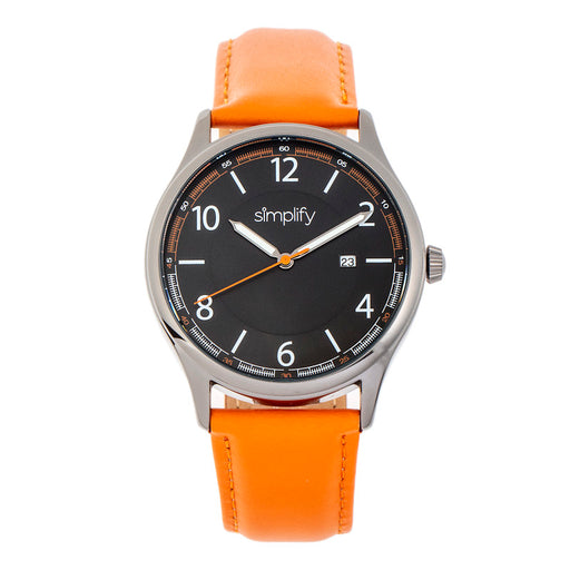 Simplify SIM6906 The 6900 Leather-Band Unisex Watch with Date&#44; Orange
