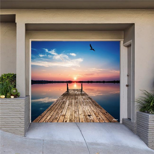My Door Decor 285903NATR-005 7 x 8 ft. Sunset Dock Nature Door Mural Sign Car Garage Banner Decor&#44; Multi Color