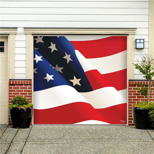 My Door Decor 285903PATR-004 7 x 8 ft. American Flag Patriotic Door Mural Sign Banner Decor&#44; Multi Color