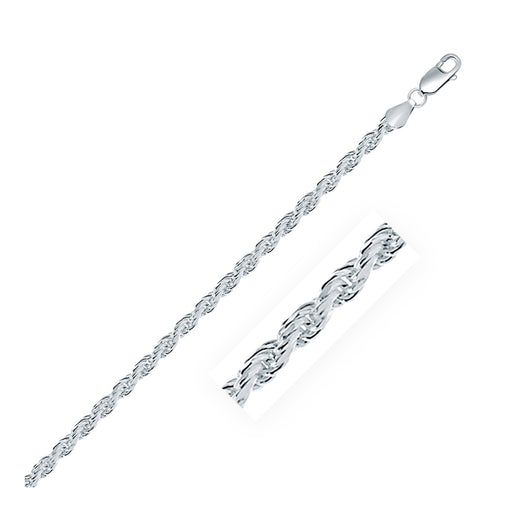 Sterling Silver 3.6 mm Diamond Cut Rope Style Chain - Size 24 in.