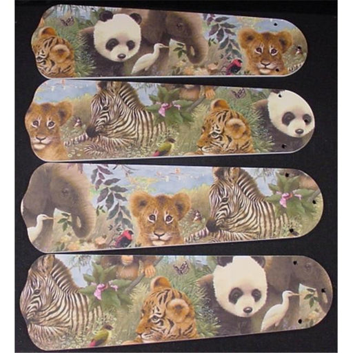 Ceiling Fan Designers 42SET-KIDS-BSELZ Baby Safari Elephant Lion Zebra 42 in. Ceiling Fan Blades Only
