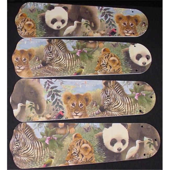 Ceiling Fan Designers 42SET-KIDS-BSELZ Baby Safari Elephant Lion Zebra 42 in. Ceiling Fan Blades Only