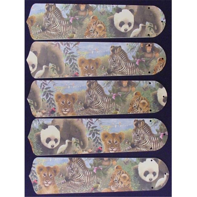 Ceiling Fan Designers 52SET-KIDS-BSELZ Baby Safari Elephant Lion Zebra 52 in. Ceiling Fan Blades Only