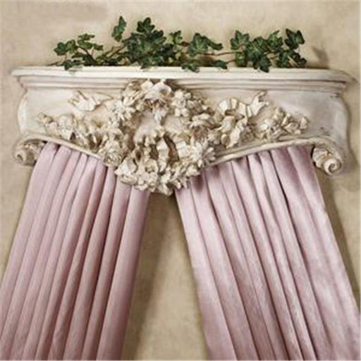Hickory Manor House 2524OWW Floral Wreath Wall Teester Bed Crown - Old World White