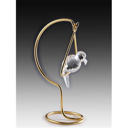 Asfour Crystal 606R 3.54 L x 6.29 H in. Crystal Parrot on Stand Birds Figurines
