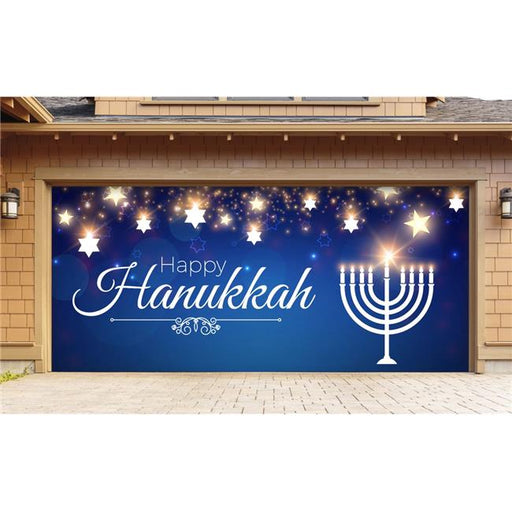 My Door Decor 285905XMAS-030 7 x 16 ft. Hanukkah Menorah Hanukkah Door Mural Sign Car Garage Banner Decor&#44; Multi Color