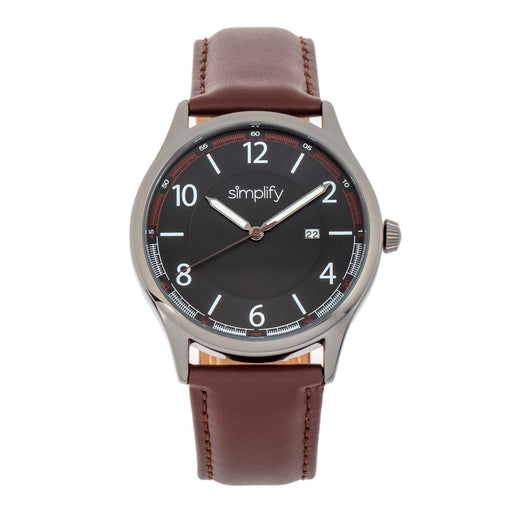 Simplify SIM6905 The 6900 Leather-Band Unisex Watch with Date&#44; Brown