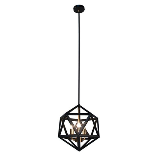 Dainolite ARC-143C-AB 3 Light Chandelier&#44; Matte Black with Antique Brass Accents