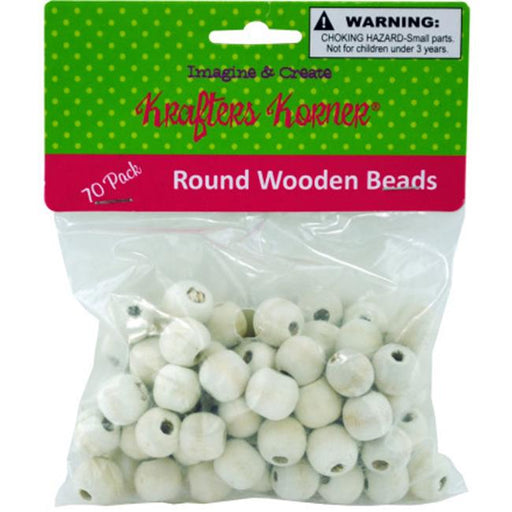 Bulk Buys 70 Piece Round Wooden Beads - Case of 25