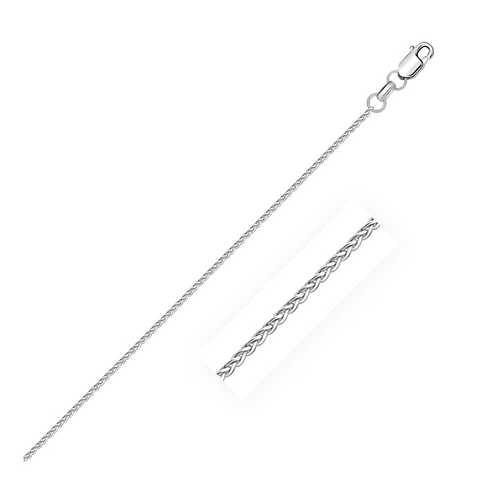 14k White Gold Diamond Cut Round Wheat Chain&#44; 1.1 mm - Size 18 in.