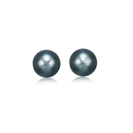 14k Yellow Gold Cultured Black Pearl Stud Earrings - 7 mm