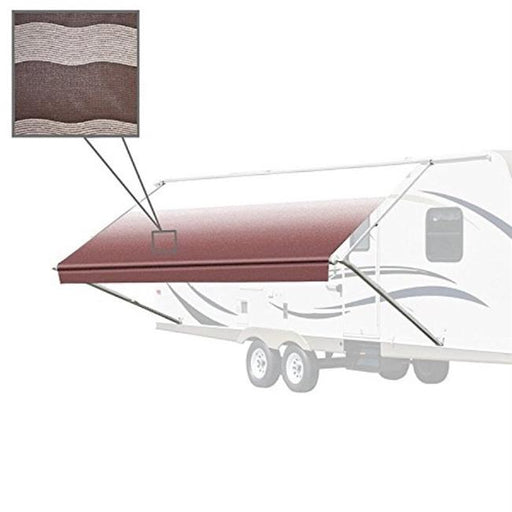 Aleko RVAWM20x8BRSTR34-UNB 20 x 8 ft. Retractable Motorized RV or Home Patio Canopy Awning&#44; White to Brown Stripes Fade