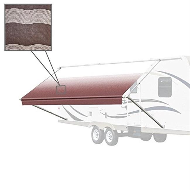 Aleko RVAWM20x8BRSTR34-UNB 20 x 8 ft. Retractable Motorized RV or Home Patio Canopy Awning&#44; White to Brown Stripes Fade
