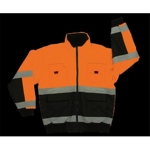 2W 330C-3 4XL Class 3 Reversible Bomber Jacket - Black & Orange&#44; 4 Extra Large