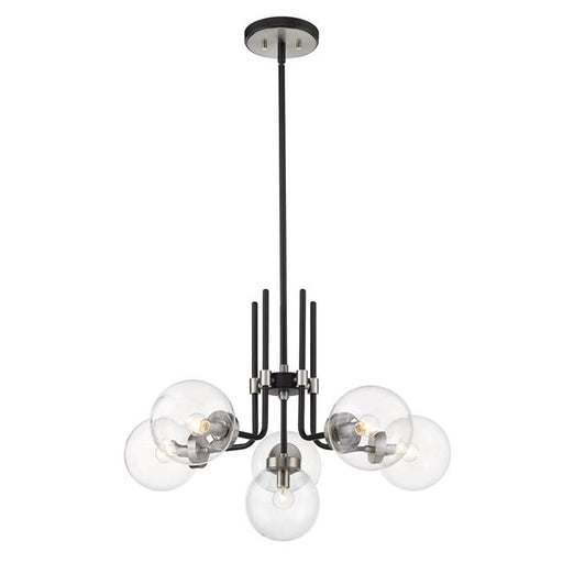 Z Lite 477-6MB-BN 27 in. Parsons 6 Light Matte Black & Brushed Nickel Chandelier Ceiling Light