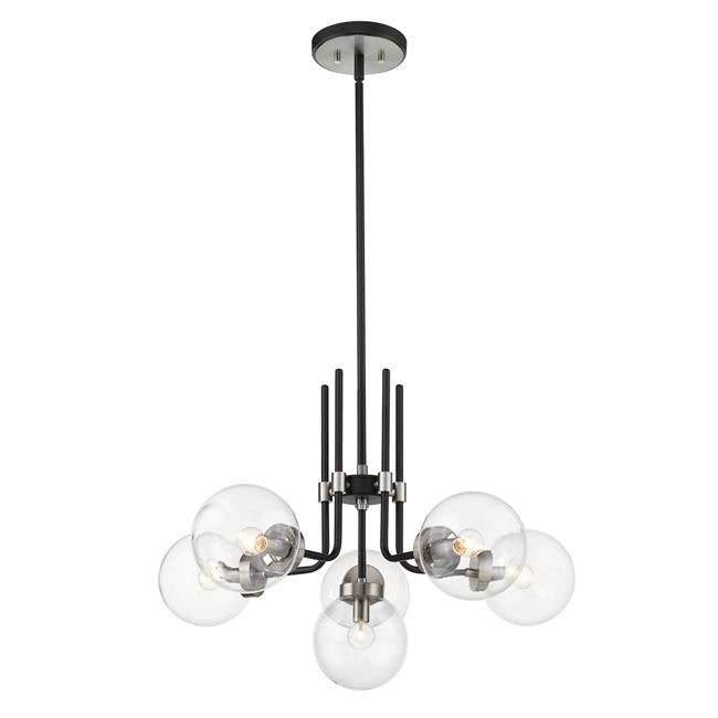 Z Lite 477-6MB-BN 27 in. Parsons 6 Light Matte Black & Brushed Nickel Chandelier Ceiling Light