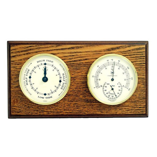 Bey-Berk International WS120 Tide Clock &amp; Thermometer with Hygrometer - Oak Wood