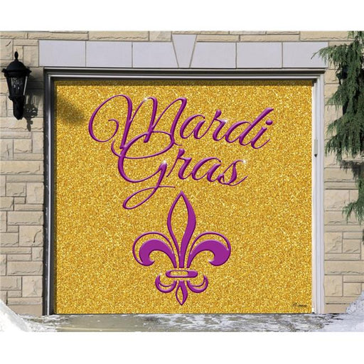 My Door Decor 285903MRDG-003 7 x 8 ft. Gold Glitter Mardi Gras Door Mural Sign Car Garage Banner Decor&#44; Multi Color