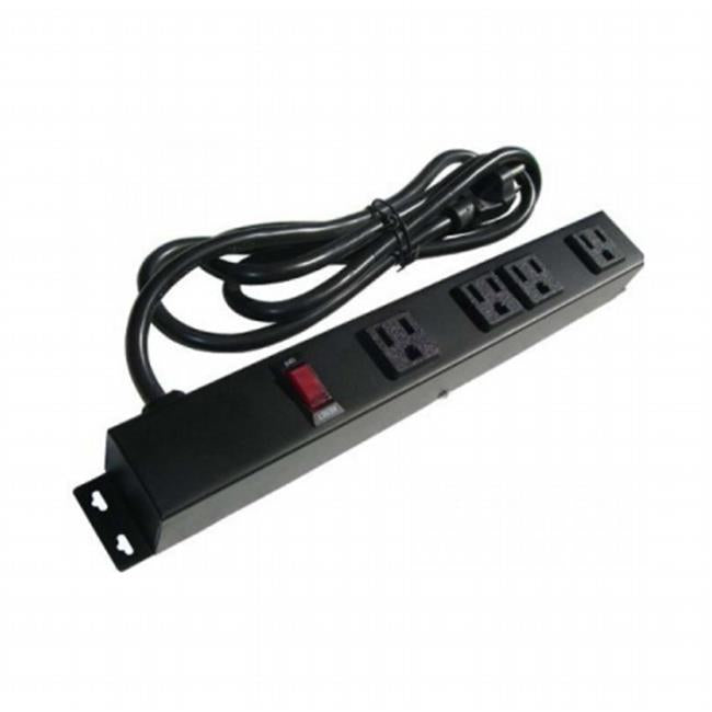 e-dustry  4 Outlet Metal Power Strip&#44; 1 ft. - Black