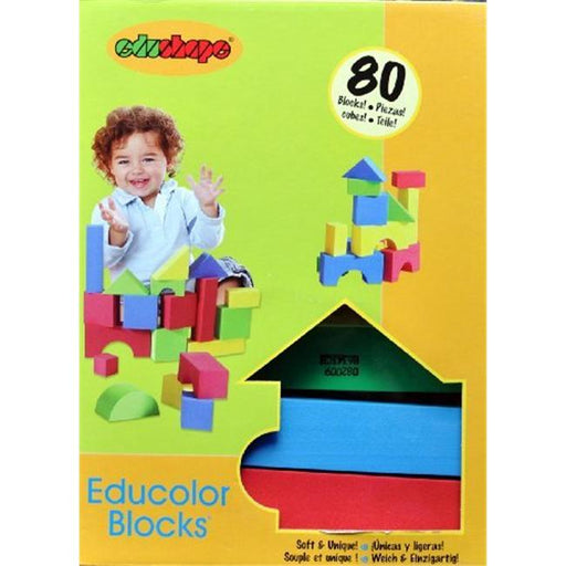 Edushape 716576 Educolor Blocks - Set Of 80 Kid-Safe Foam Blocks