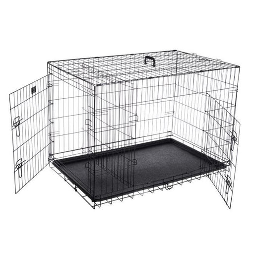 Trademark Global AF321009 42 in. Folding Pet Crate Double Door Kennel Wire Cage
